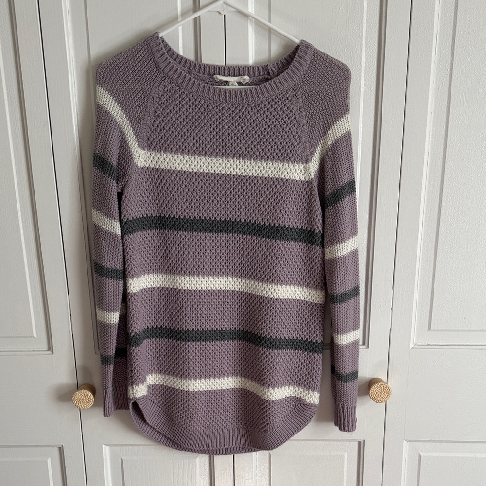 Cloud Chaser Purple and White Striped Sweater